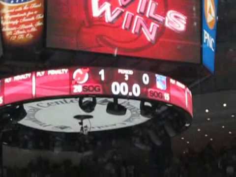 NJ Devils v Rangers open Net miss