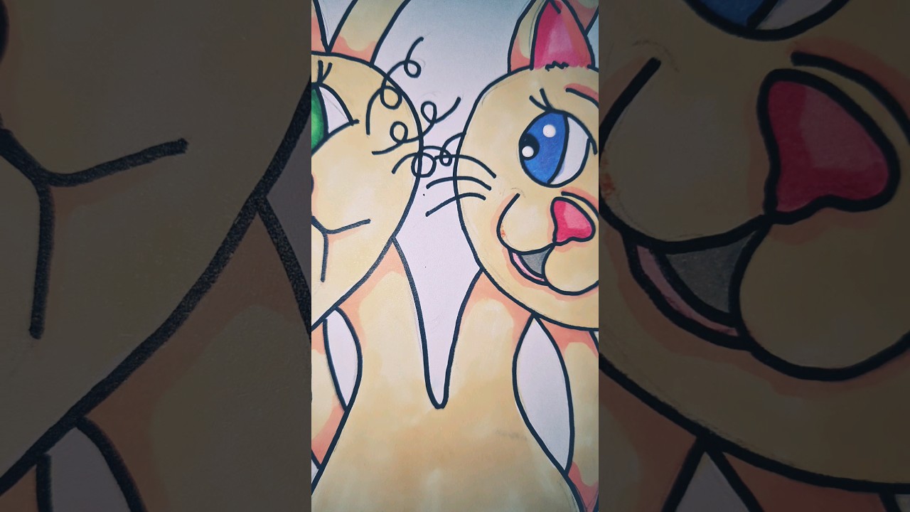 twin kitty! 40 minutes doodle! #art #illustration #drawing #markers #shorts #sketchbook #cat