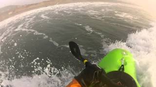 preview picture of video 'Kayak surfing at Saunton (SPH)'