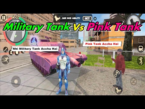 Pink Tank Vs Military Tank In Rope Hero : Vice Town Gameplay In Hindi #26