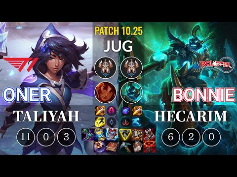 T1 Oner Taliyah vs KT Bonnie Hecarim Jungle - KR Patch 10.25