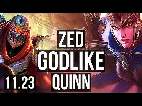 ZED vs QUINN (TOP) | 10 solo kills, 1.9M mastery, Godlike | NA Diamond | 11.23