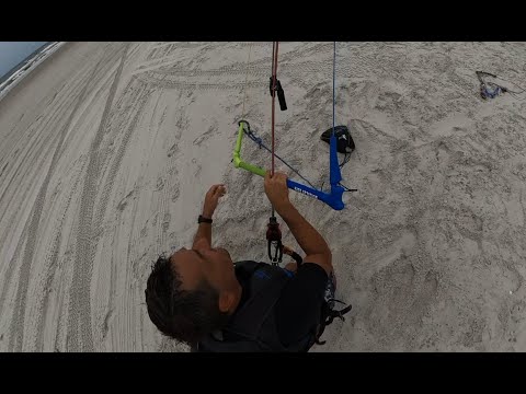 Self landing a 15 meter foil kite in 12 to 15 mph winds, second angle