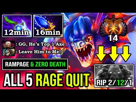HOW TO MAKE ALL 5 ENEMY RAGE QUIT 20Min GG with Rampage Deleted World Top 1 Axe | 9K Slark DotA 2