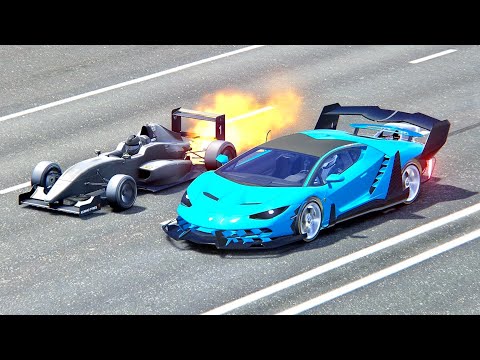 Lamborghini Centenario GTR vs Formula Jet Engine - Drag Race 20 KM