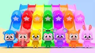 Download lagu Color Slide Song | 5 Little Monkeys Jumping On The Bed Nursery Rhymes Playground | Baby & Kids Songs mp3