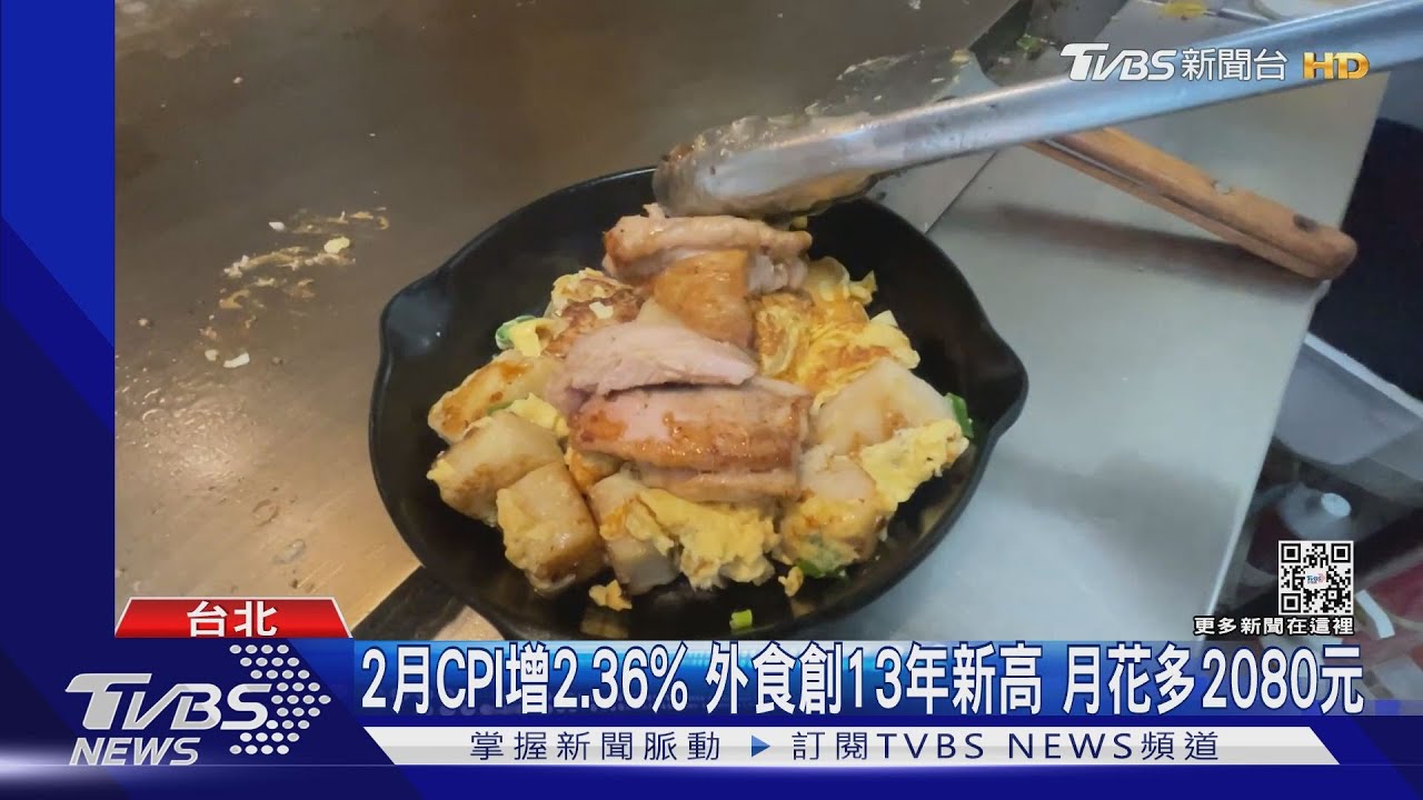 2月CPI增2.36%外食創13年新高 月花多2080元