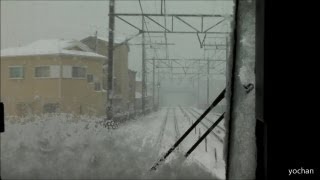 preview picture of video '【吹雪】武蔵野線・前面展望 東所沢駅から新秋津駅 Train front view (Snow scene)'