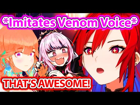 Calli and Kiara Are Amazed When Liz Started Imitating Venom Voice 【Hololive EN】