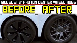 2024+| Model 3 18" Photon Center Wheel Hubs in Wheel Matching Grey  Set of 4