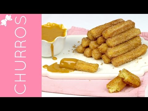 How To Make Homemade Baked or Fried Churros with Easy Caramel Dipping Sauce // Lindsay Ann Bakes