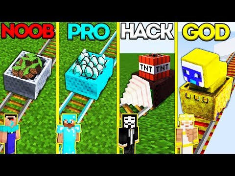 Minecraft Battle: NOOB vs PRO vs HACKER vs GOD: MINECART CHALLENGE in Minecraft Animation Video