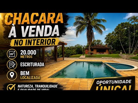 20.000m² / Chácara encantadora á venda no interior de São Paulo - Térrea - Documentada