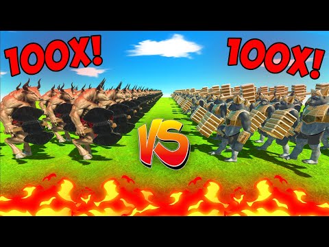 100X MINOTAUR vs GORILLA + THOR HAMMER - WHO IS STRONGER? | Animal Revolt Battle Simulator