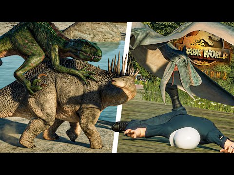 SOME OF THE BEST ANIMATIONS!! FIGHTS, KILLS, MODS, INTERACTINGS! - Jurassic World Evolution 2