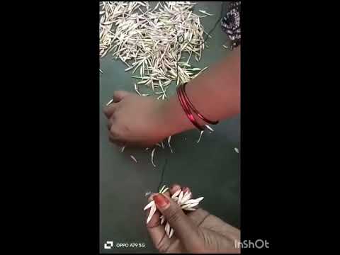how to tie flowers making _method jasmine poo -jathimalli/poomalai bridal-poojathimalli காட்டுவது