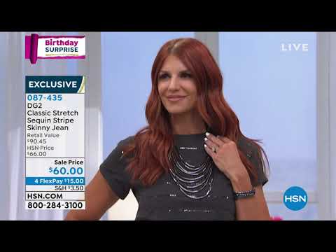 DG2 by Diane Gilman Sequin Stripe Skinny Jean  Basic