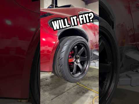 This wheel and tire combo is AGGRESSIVE but we made it fit...I think 😬 #subaru #brz #widebody