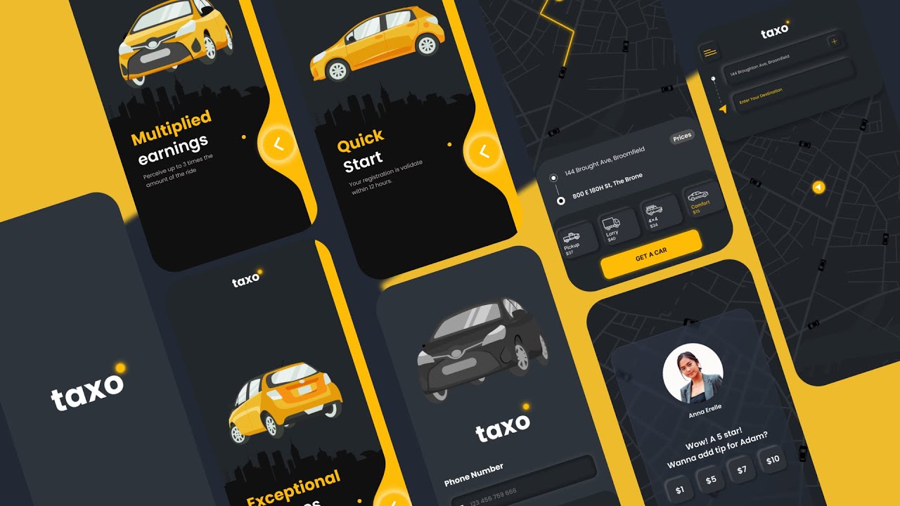 Figma UI design For Beginners | Create Taxi App UI design | Cab Booking App