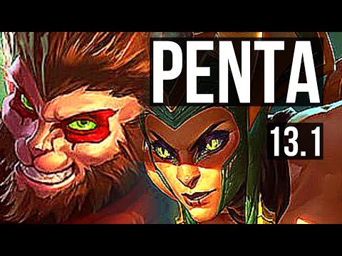 WUKONG vs CASSIOPEIA (TOP) | Penta, 6 solo kills, 1.4M mastery, 700+ games | KR Grandmaster | 13.1