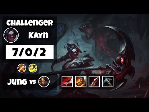 Kayn vs Nidalee EU Challenger JUNGLE (7/0/2) - v11.11