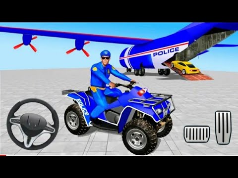 US Police ATV Quad Bike Transport Cargo Plane Game - Android GamePlay #33