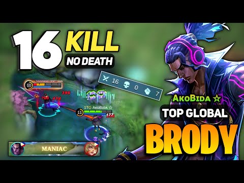 16 KILL 0 DEATH! Brody Hyper Gameplay [ Top Global Brody Best Build] By  AᴋᴏBɪᴅᴀ ☆ - Mobile Legends