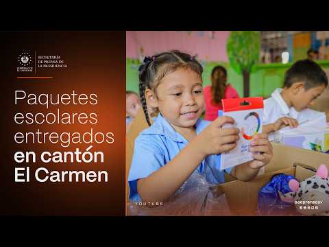 Con felicidad, alumnos de Sa Pedro Masahuat reciben sus paquetes escolares