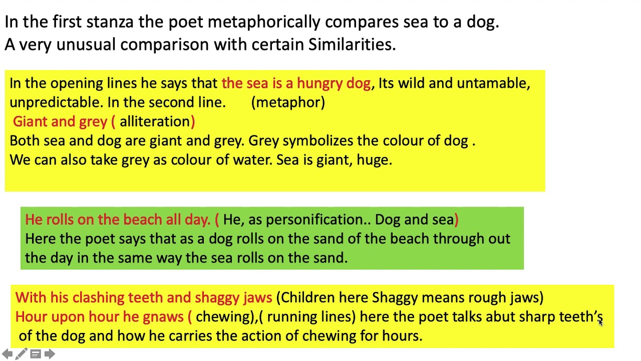 Class VIII English, Topic- The sea by James Reeve Genre- poetry