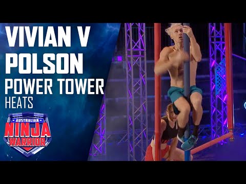 Ben Polson versus Olivia Vivian on the Power Tower | Australian Ninja Warrior 2020