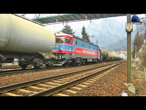 [20800 HP VS 2700 Tones] 3xLE5100KW Locomotives, 1 Freight Train in Bușteni - 20 February 2020