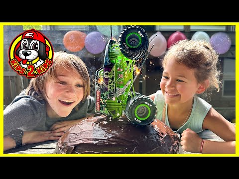 OUR FAMILY PLAYS Monster Jam & Hot Wheels Monster Trucks BACK FLIP CHALLENGE! (300K SUBS GIVEAWAY)