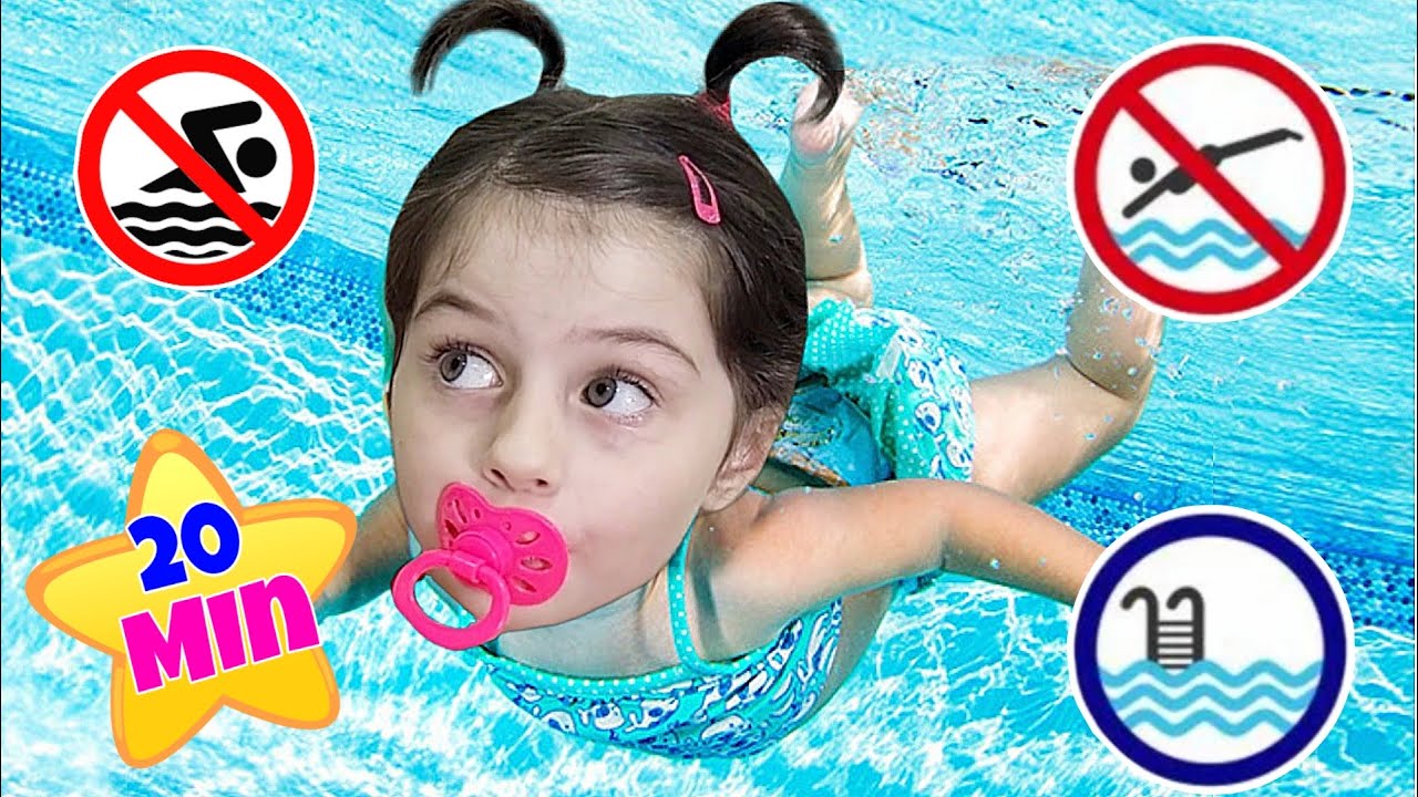 Mimi ensina a Irmã BEBÊ a nadar e Regras de Segurança na piscina | Mimi Julinha