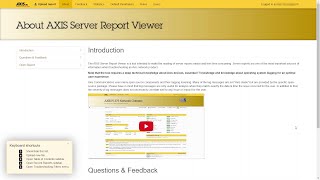 A short introduction to AXIS Server Report Viewer