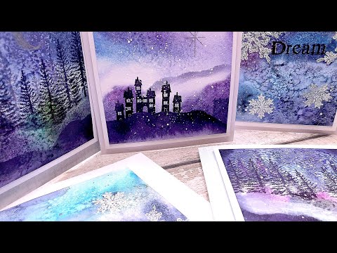 Very last minute Holiday card ideas- salt and watercolour technique #Laviniastamps