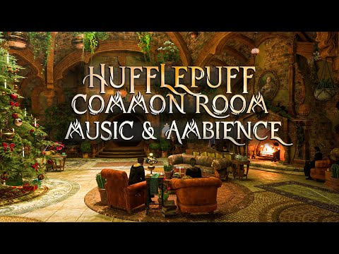 Cozy Hufflepuff Common Room ❄️🍯 | Winter Hogwarts Ambience & Fireplace Sounds