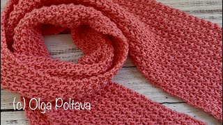 How to Crochet Textured Scarf, One Row Repeat Easy Pattern