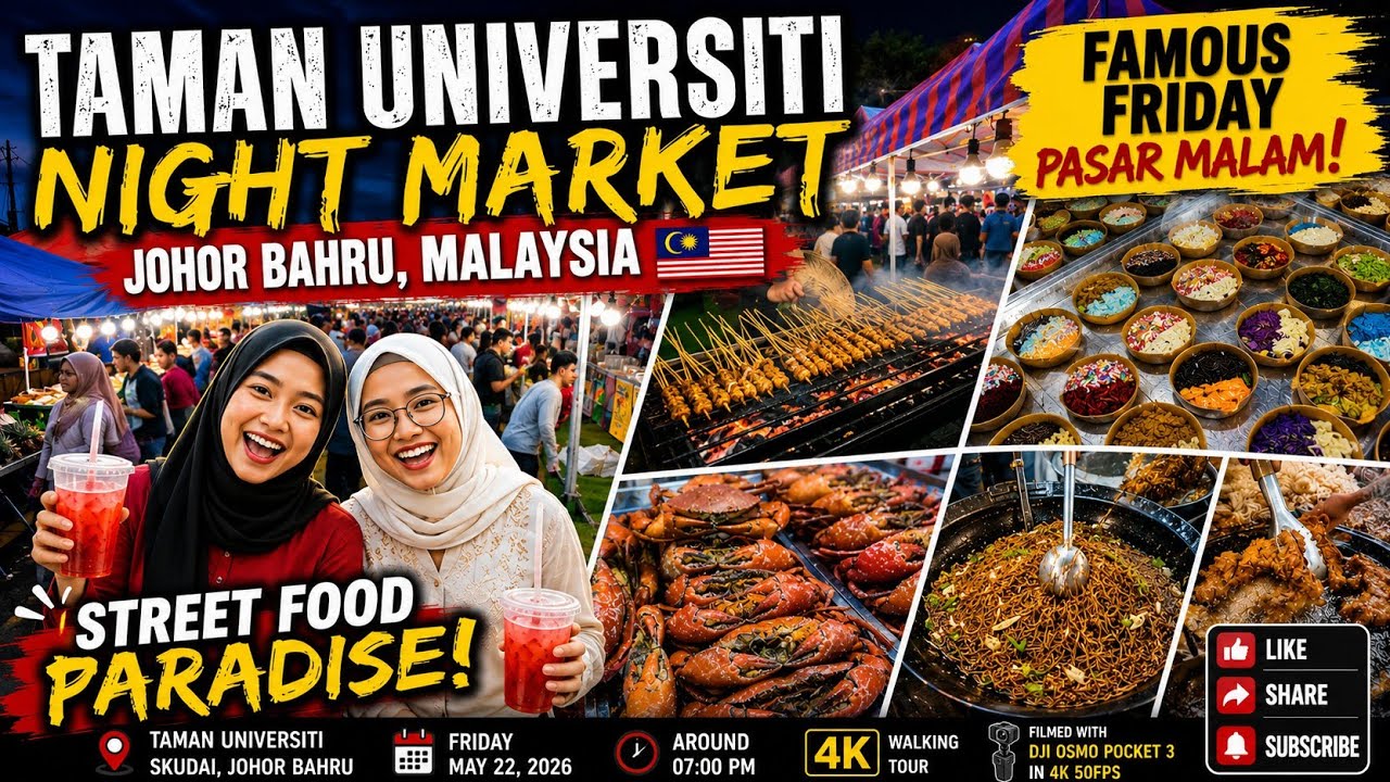 Taman Universiti Night Market Johor Bahru Malaysia 🇲🇾 | Famous Friday Pasar Malam 2026