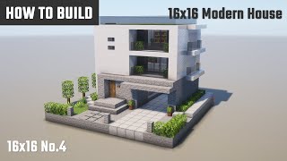 マイクラ建築：3階建てのモダンな家の作り方。ガレージ付き。16x16 No.4【Minecraft】
