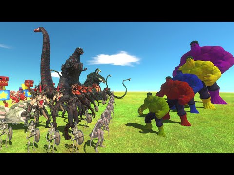 Hulk Of Evolution VS Shin Godzilla + Biollante - Animal Revolt Battle Simulator