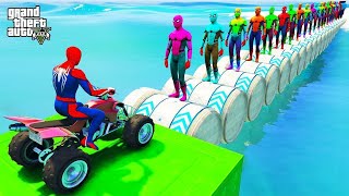 سبايدرمان على دراجة رباعية ضد العناكب الأبطال الملو Spiderman on ATV vs multi-coloured spiders GTA 5