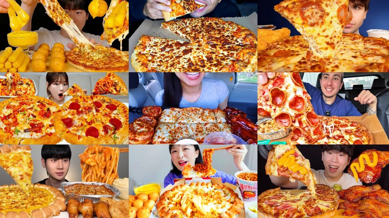 THE BEST OF CHEESY PIZZA MUKBANG COMPILATION * BIG BITES SATISFYING ASMR CHEESY PIZZA EATING SHOW