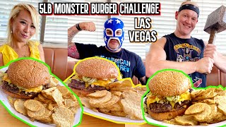 5LB MONSTER BURGER CHALLENGE IN Las Vegas!! #RainaisCrazy ft. Heavy D & Breakfast Brigade