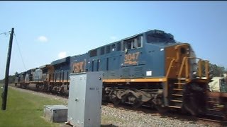preview picture of video 'CSX Train Very Long And Fast Folkston Georgia'