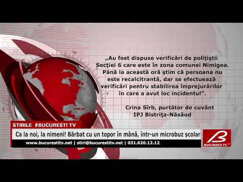 Ca la noi, la nimeni! Barbat cu un topor in mana, intr-un microbuz scolar