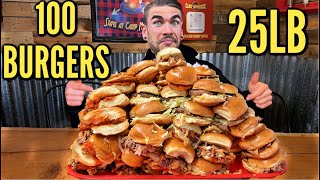 IMPOSSIBLE 100 BURGER CHALLENGE (25LB) | The Most Burgers | Crazy American Food Challenge