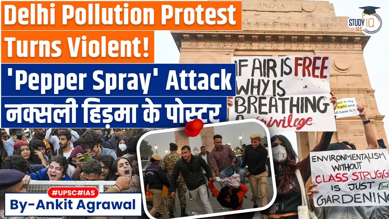 Maoist Hidma posters at Delhi air pollution protest spark outrage | Ankit Agrawal Study IQ