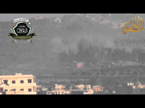 استهداف تحصينات قوات النظام في معسكر وادي الضيف بواسطة مدفع 122 من قبل كتائب الفاروق