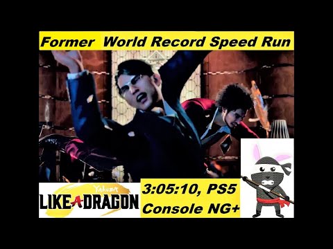 Yakuza Like a Dragon Speed Run:  Any % NG+ Normal 3:05:10, Former Console World Record.
