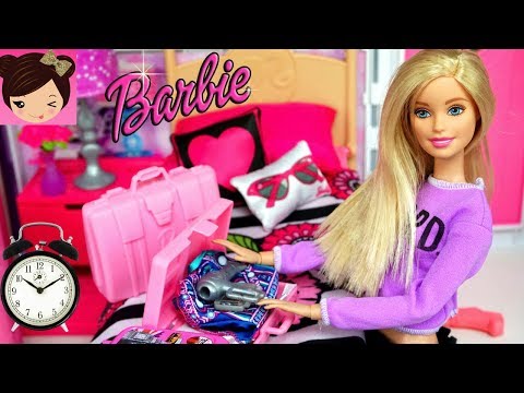 Barbie Bedroom Doll Morning Routine - Toy Grocery Store,  Doll house kitchen - Kids Toy Video Video